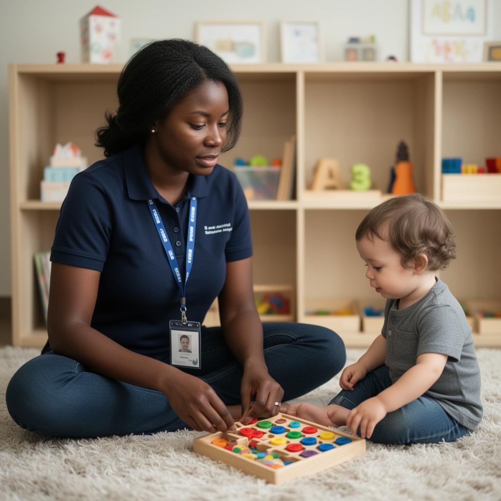 A BCBA working with a young client